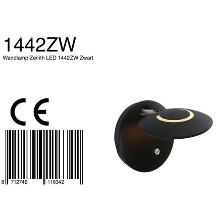 Wandlamp Zenith LED 1442ZW Zwart