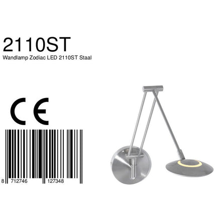 Wandlamp Zodiac 2110ST Staal