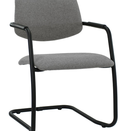 Vergaderstoel X5 - Sledeframe - Wolvilt Fenice 602 middengrijs - frame zwart