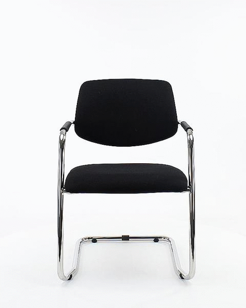 Vergaderstoel X5 - Sledeframe - Wolvilt Fenice 602 middengrijs - frame zwart
