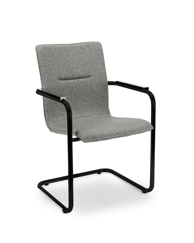 Vergaderstoel X6 - Sledeframe - Wolvilt Fenice 602 middengrijs - frame zwart
