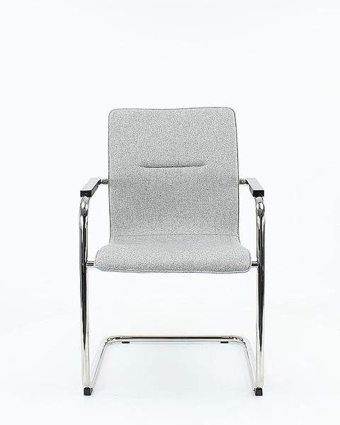 Vergaderstoel X6 - Sledeframe - Wolvilt Fenice 602 middengrijs - frame zwart