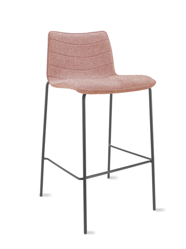 Verona Barkruk 75 cm - Wolvilt Fenice 152 zachtroze - frame zwart