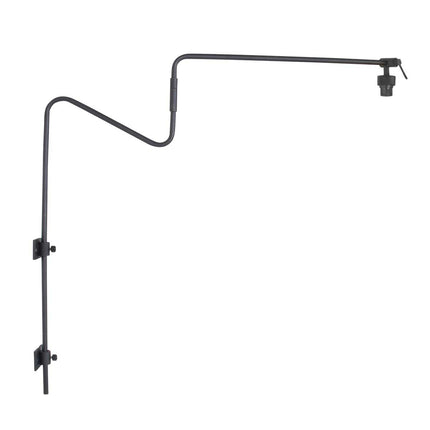Zwarte wandlamp met zwenkarm Linstrom 3721ZW met naturel gras kap