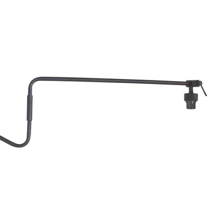 Zwarte wandlamp met zwenkarm Linstrom 3721ZW met naturel gras kap