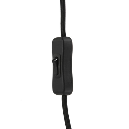 Zwarte wandlamp met zwenkarm Linstrom 3721ZW met naturel gras kap